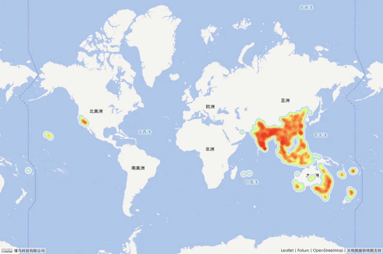 珠颈斑鸠分布区域图